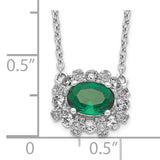 14k White Gold Diamond and Oval Emerald Fancy East-West 18 inch Necklace PM4025