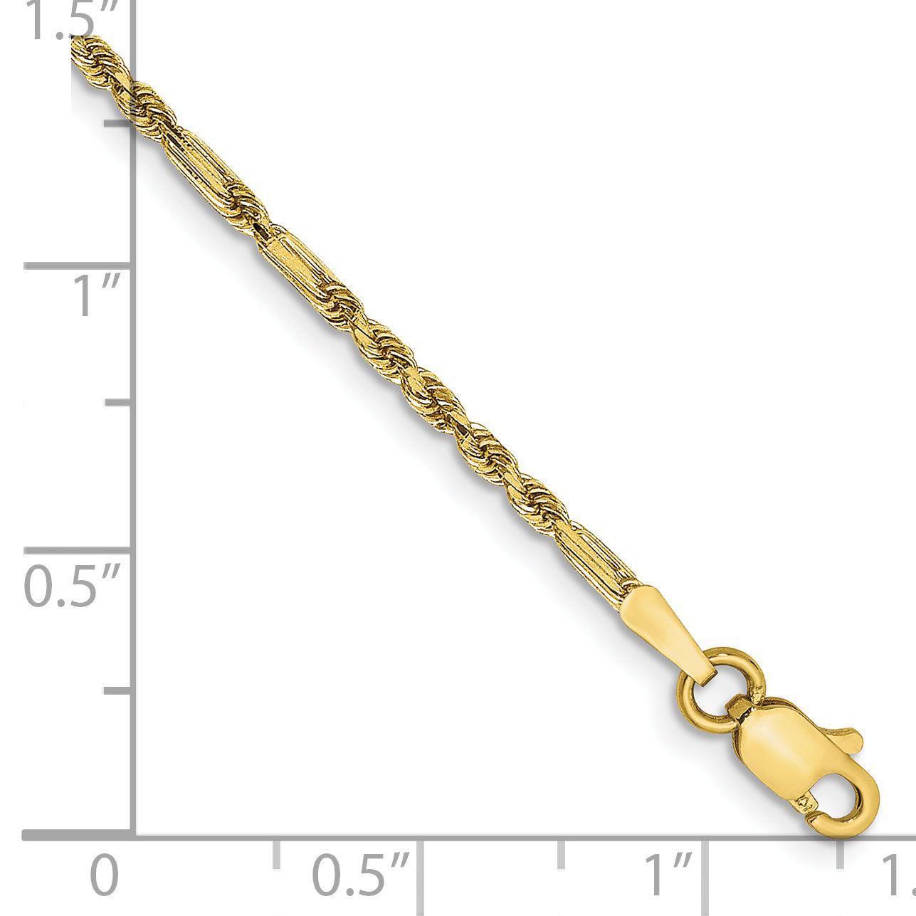 14K 10 inch  1.8mm Diamond-cut Milano Rope with Lobster Clasp Anklet MIL030