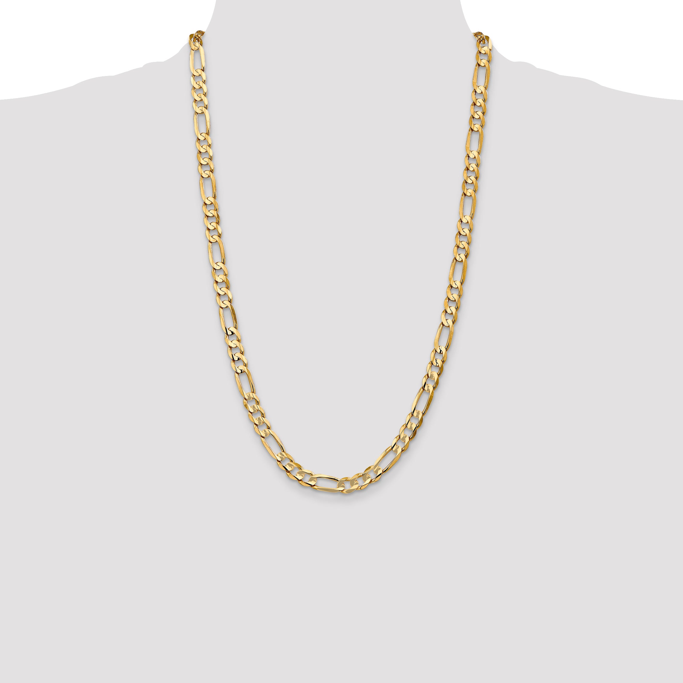 14K 26 inch 6.75mm Concave Open Figaro with Lobster Clasp Chain LFG180
