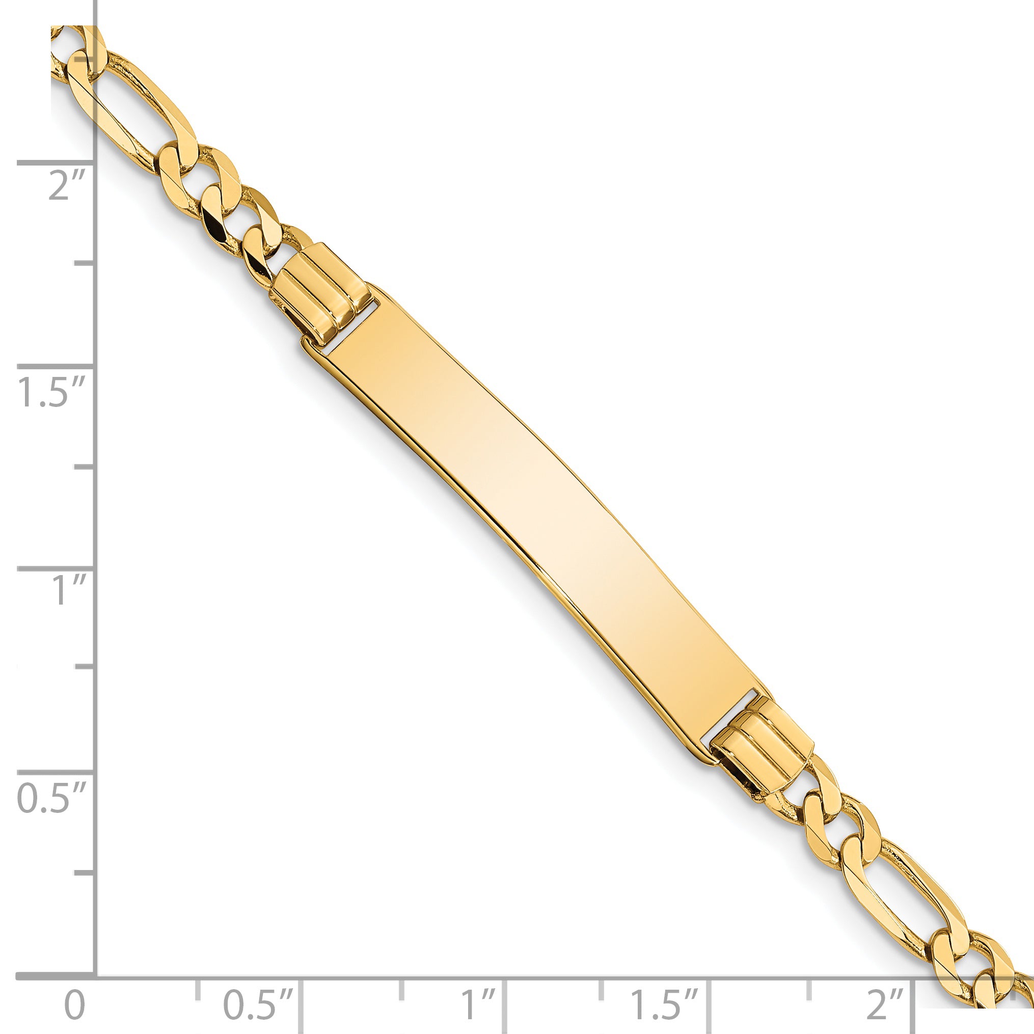 14k Polished Solid Chain/Solid Plate Figaro Link 33.5x6mm Plate 7 inch ID Bracelet FIG110ID