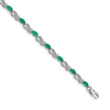 14k White Gold Complete Diamond and Oval Emerald Infinity 7.25 inch Bracelet BM4485