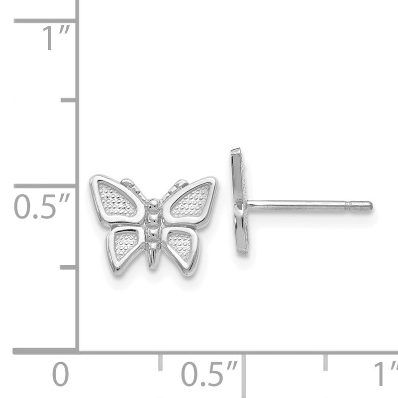 14k White Gold Polished Butterfly Post Earrings K1409