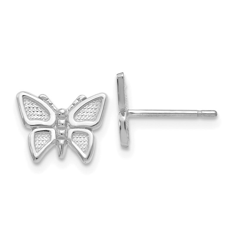 14k White Gold Polished Butterfly Post Earrings K1409