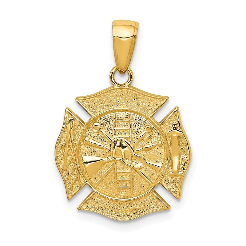 14k Reversible Fire Department Shield Pendant C2262