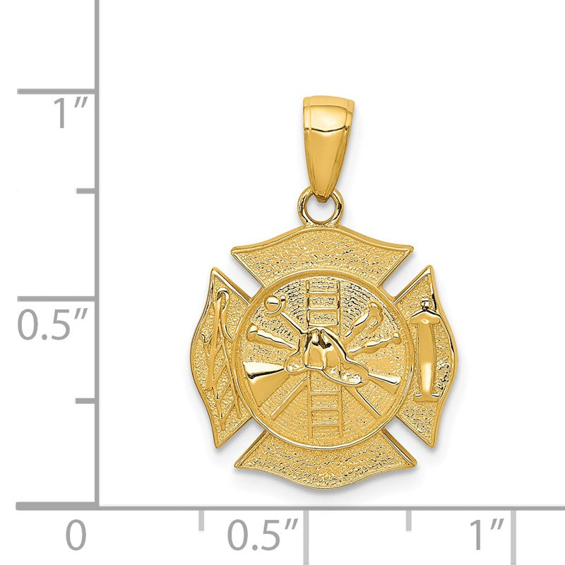 14k Reversible Fire Department Shield Pendant C2262