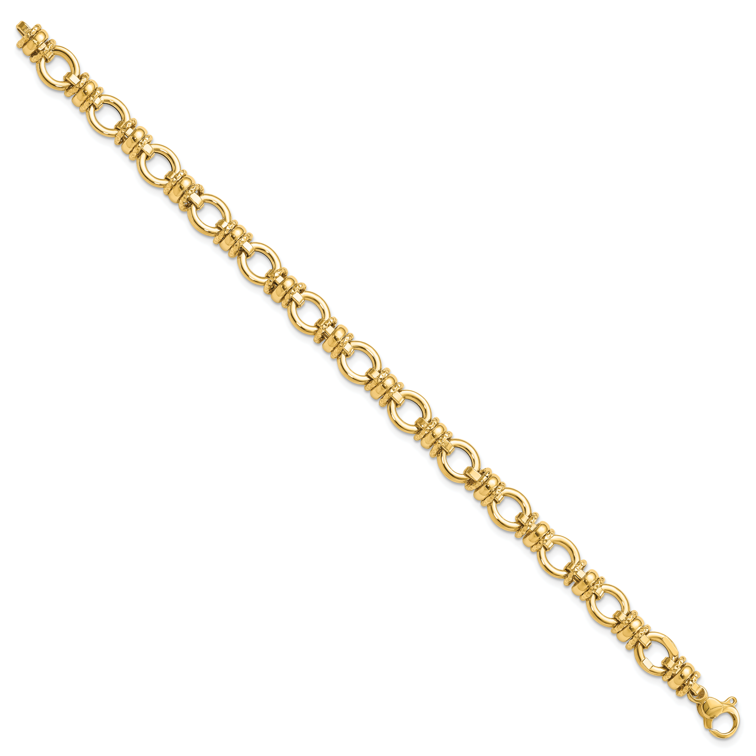 14K Polished and Textured 8mm Fancy Link 7.75 inch Bracelet SF2395