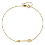 14K Polished Arrow 9 inch Plus 1 inch Extender - Total 10 inch Anklet ANK275