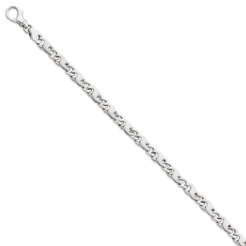 14K White Gold 18 inch 5.4mm Hand Polished and Satin Fancy S-Link with Fancy Lobster Clasp Chain WLK400