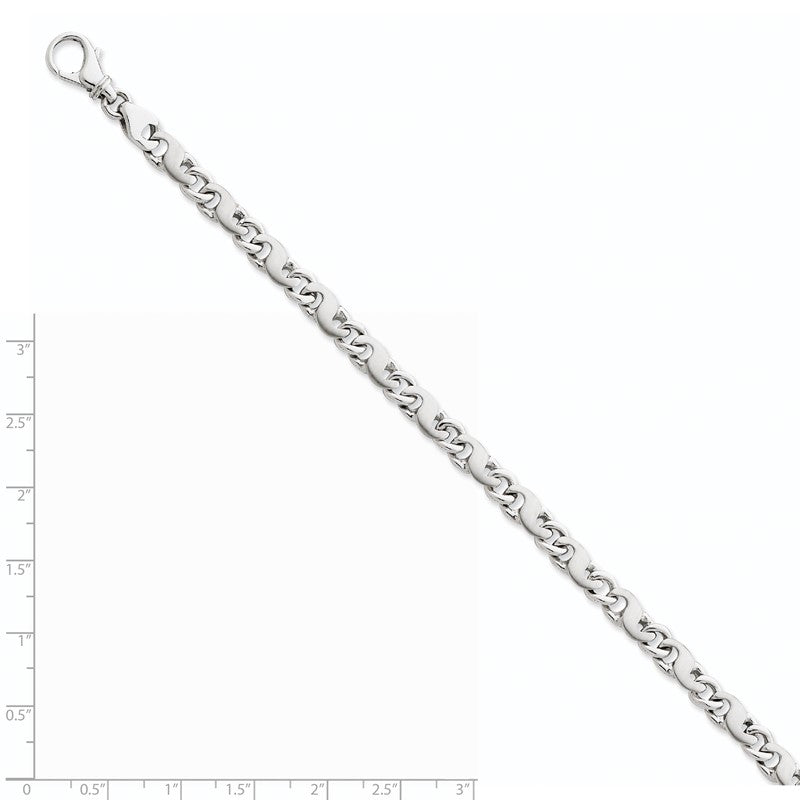 14K White Gold 18 inch 5.4mm Hand Polished and Satin Fancy S-Link with Fancy Lobster Clasp Chain WLK400