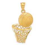 14K Satin Diamond-Cut Basketball and Net Pendant C2672