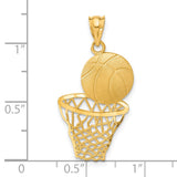 14K Satin Diamond-Cut Basketball and Net Pendant C2672
