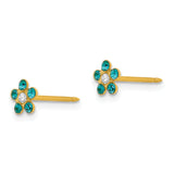 Inverness 14k December Blue Crystal Birthstone Flower Post Piercing Earrings 792E