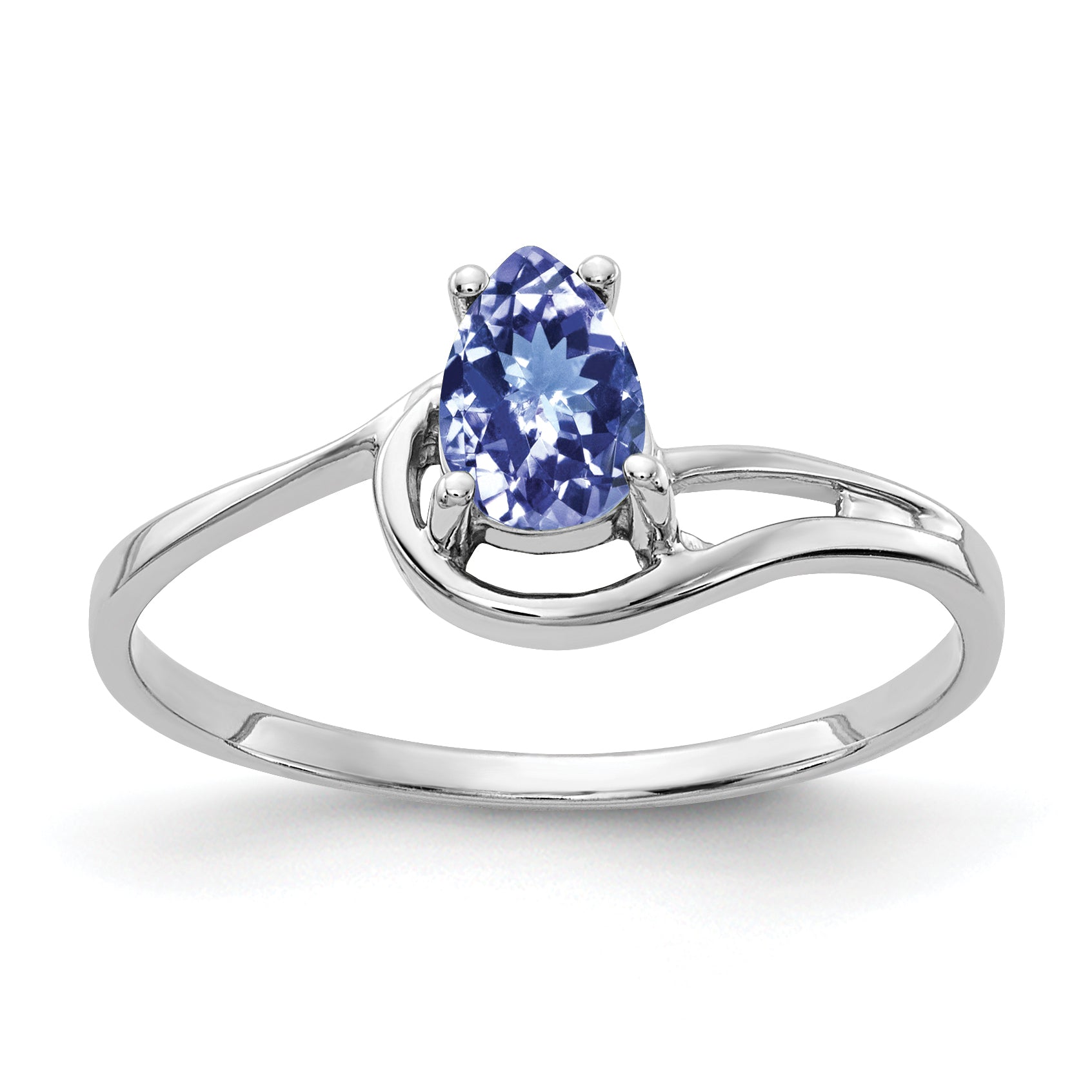 14k White Gold 6x4mm Pear Tanzanite Ring Y4627T