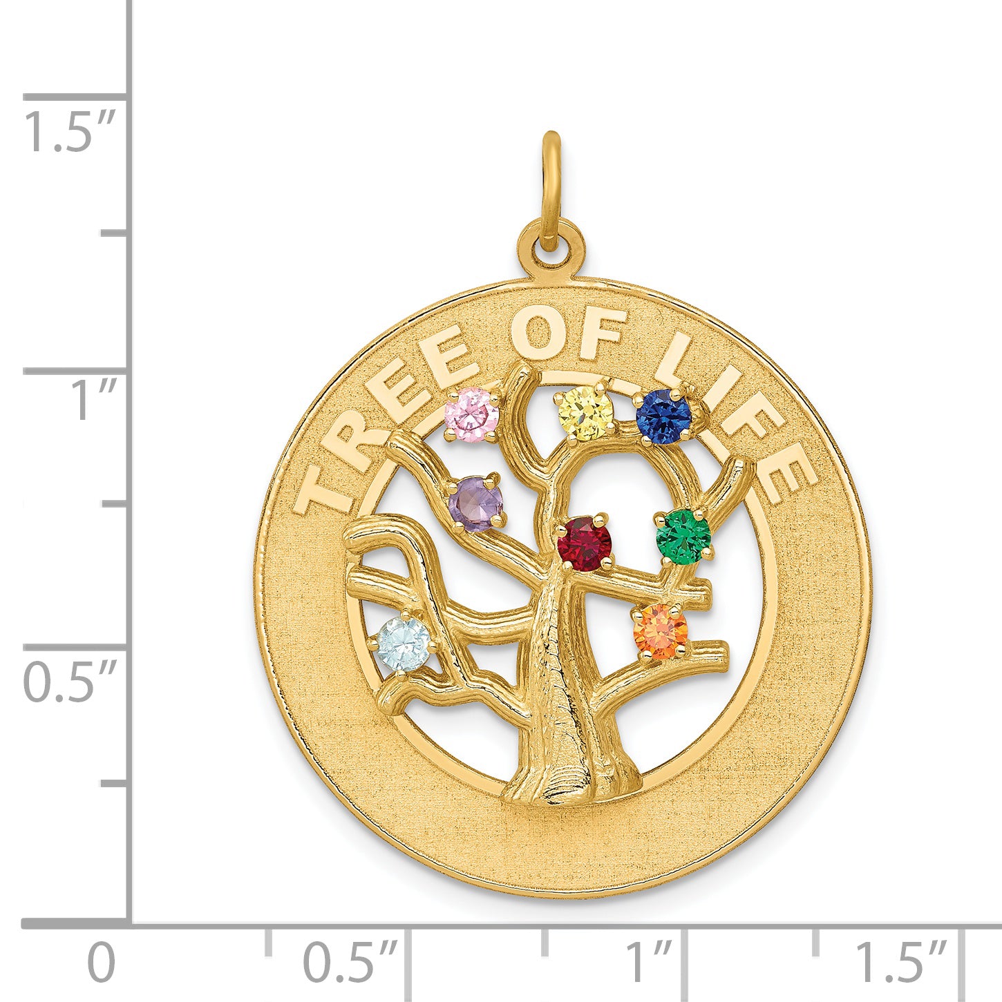 14k Multi-color CZ TREE OF LIFE Pendant A4133