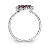 14k White Gold and Black Rhodium 1/6 carat Diamond and Ruby Square Cluster Ring RM5746