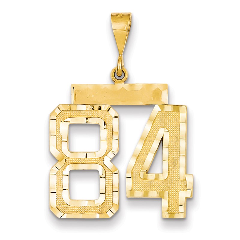 14k Large Brushed Diamond-cut Number 84 Charm LN84