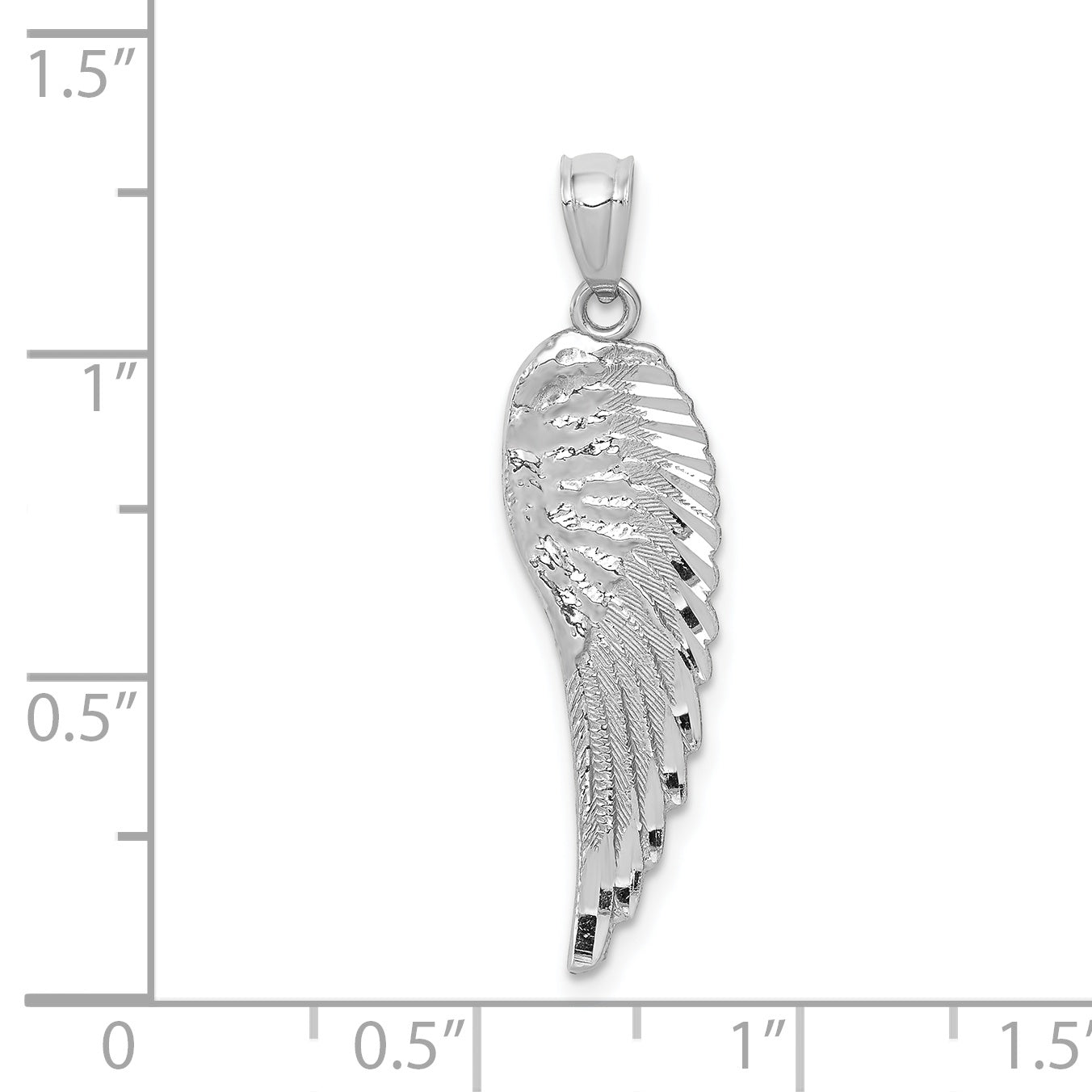 14K White Gold Polished and Textured Angel Wing Pendant YC1244