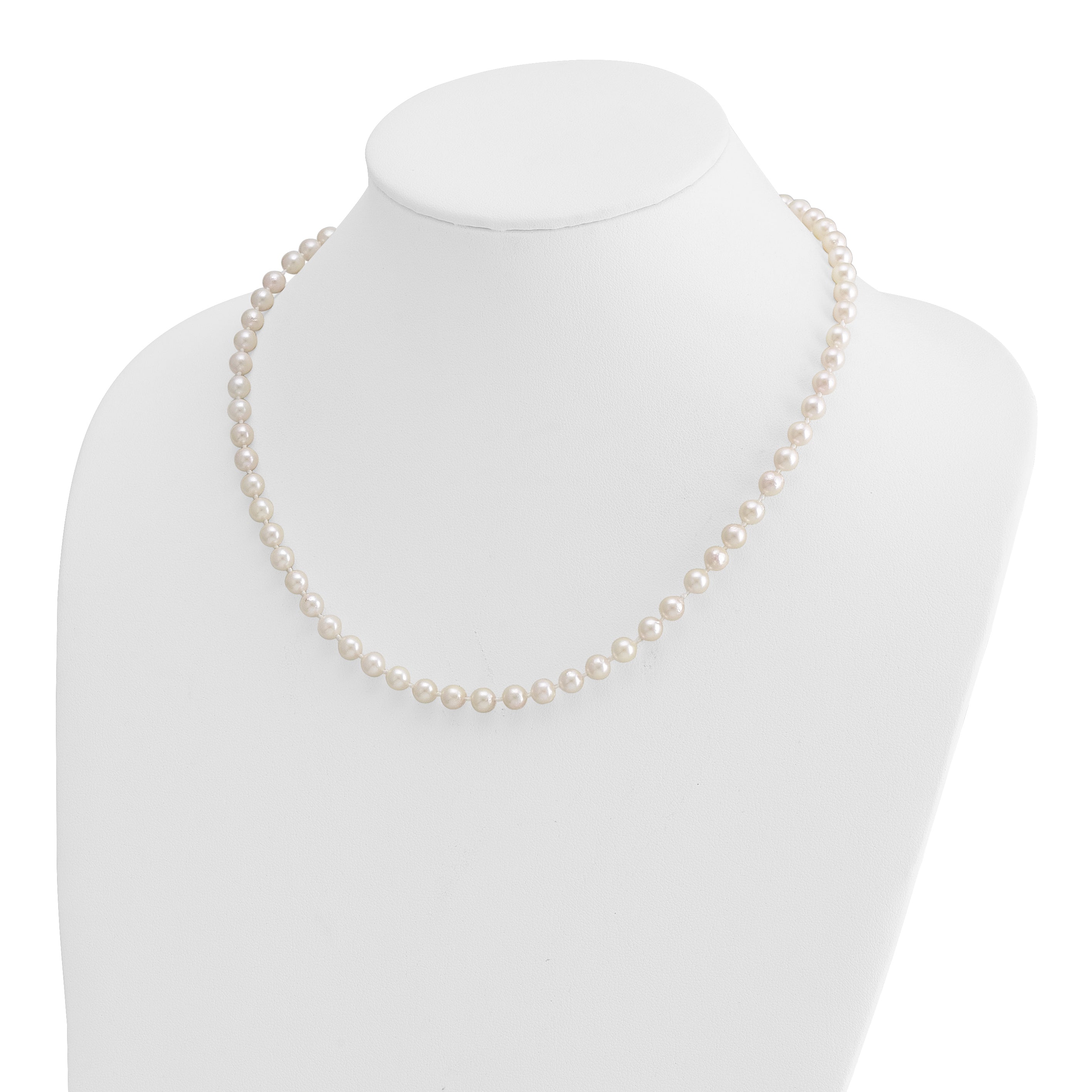 14k 5-6mm White Round Akoya Saltwater Cultured Pearl 16 inch Necklace PL50AA