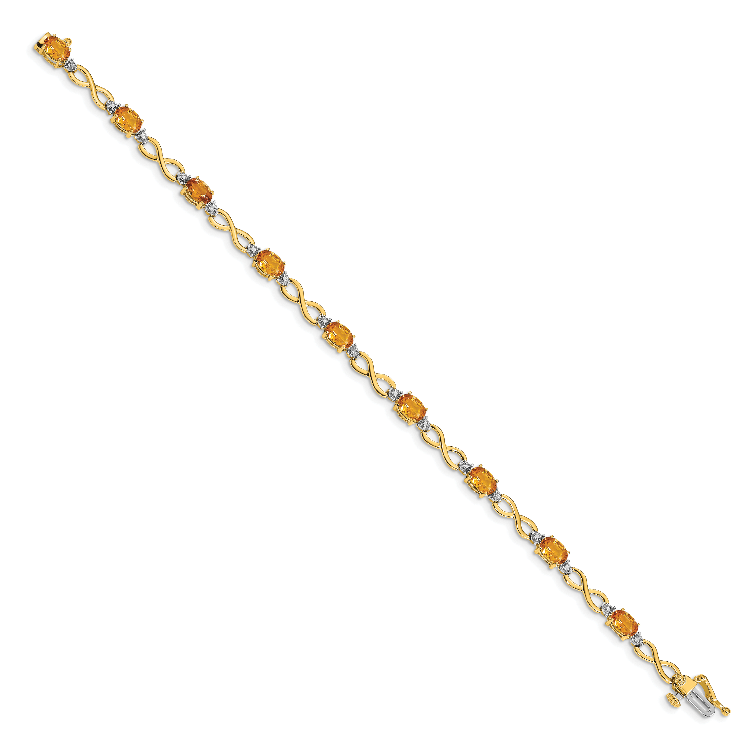 14k Complete Oval Amethyst and Diamond Infinity Link 7 inch Bracelet BM4494