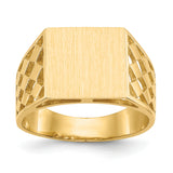 14k 12.5x12.0mm Open Back Mens Signet Ring CH163