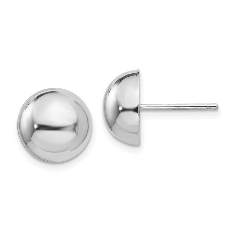 14k White Gold 10mm Polished Half Ball Post Earrings H969