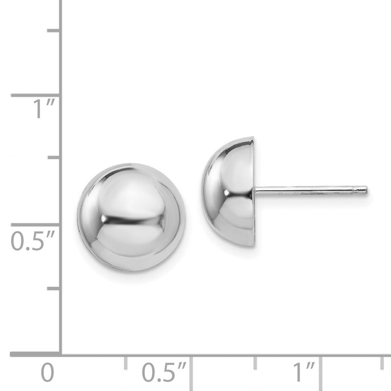 14k White Gold 10mm Polished Half Ball Post Earrings H969