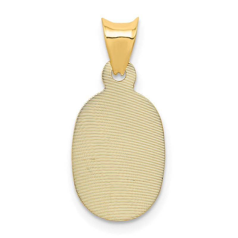 14K Polished Diamond-cut Solid Sagrado Corazon de Jesus Oval Pendant K5603