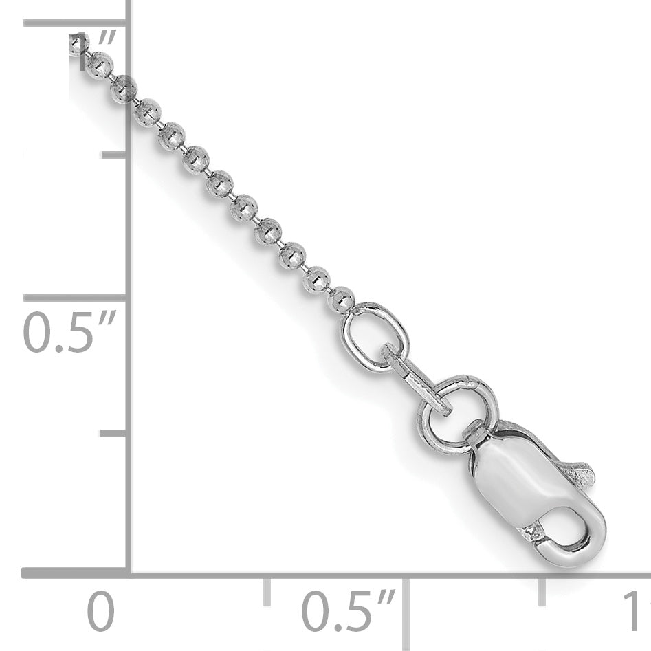 14K White Gold 10 inch 1.2mm Diamond-cut Beaded with Lobter Clasp Anklet PEN79