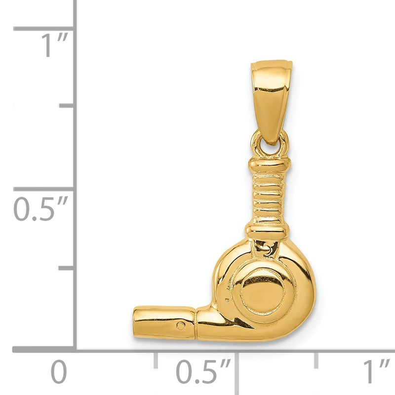 14k 3-D Blow Dryer Pendant C3206
