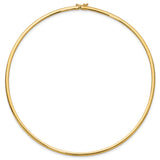 14k Polished 3mm Lightweight 16 inch Domed Omega Necklace ODL3