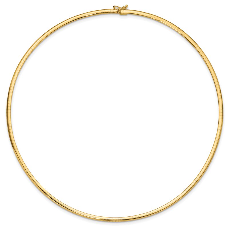 14k Polished 3mm Standard Weight 16 inch Domed Omega Necklace OD3