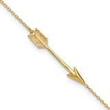 14K Polished Arrow 9 inch Plus 1 inch Extender - Total 10 inch Anklet ANK275
