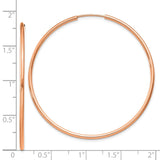 14k Rose Gold 1.5x45mm Polished Endless Tube Hoop Earrings TF1434