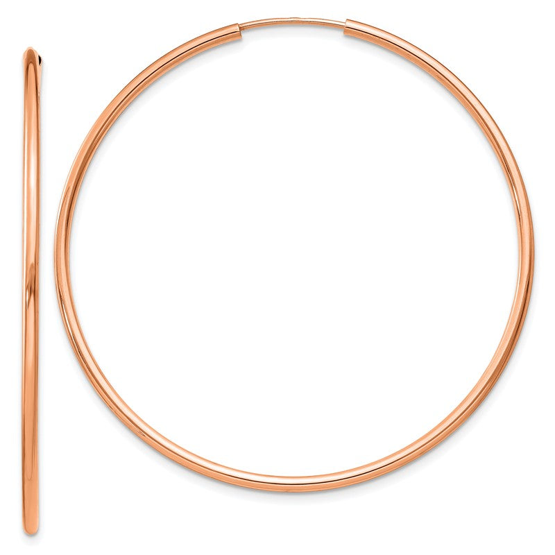 14k Rose Gold 1.5x45mm Polished Endless Tube Hoop Earrings TF1434