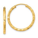 14k 2.5x25mm Polished Faceted Tube Hoop Earrings TF1009