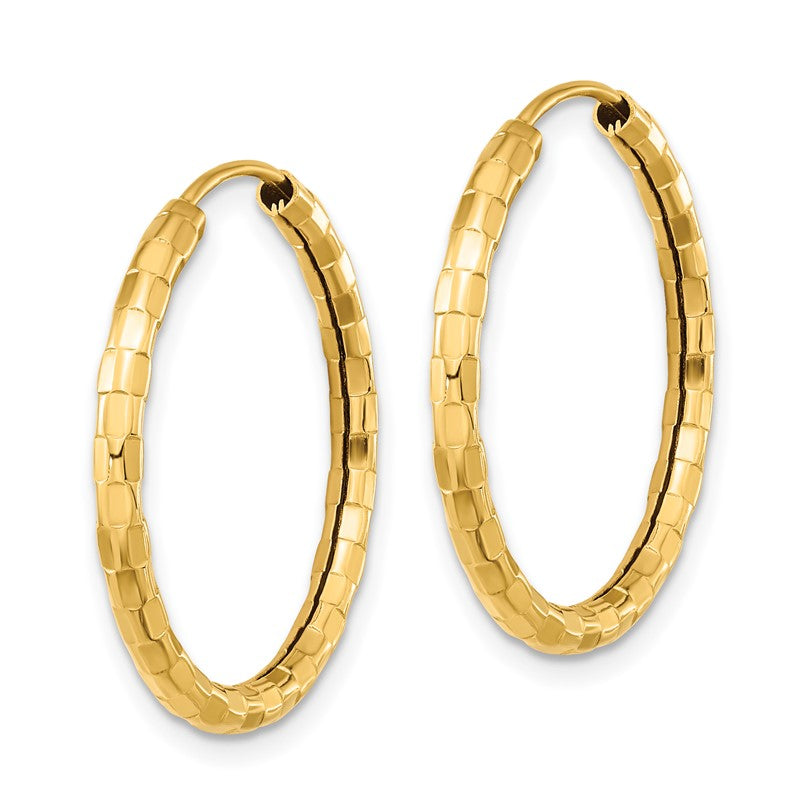 14k 2.5x25mm Polished Faceted Tube Hoop Earrings TF1009