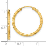 14k 2.5x25mm Polished Faceted Tube Hoop Earrings TF1009