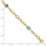 14K Complete Cushion-cut Sky Blue Topaz/White Quartz/Smoky Quartz/Amethyst/Citrine Fancy Link 7 inch Rainbow Bracelet Y12739RB