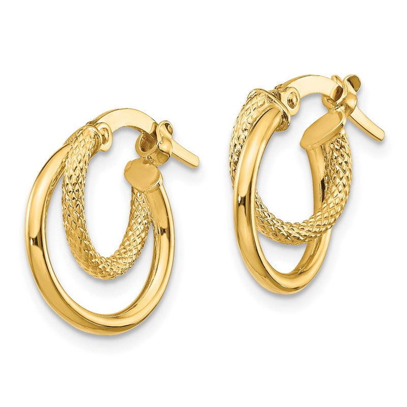 14K Polished Diamond-cut Hoop Earrings TF1099