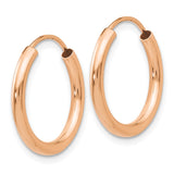 14k Rose Gold 2x17mm Polished Round Endless Hoop Earrings XY1247