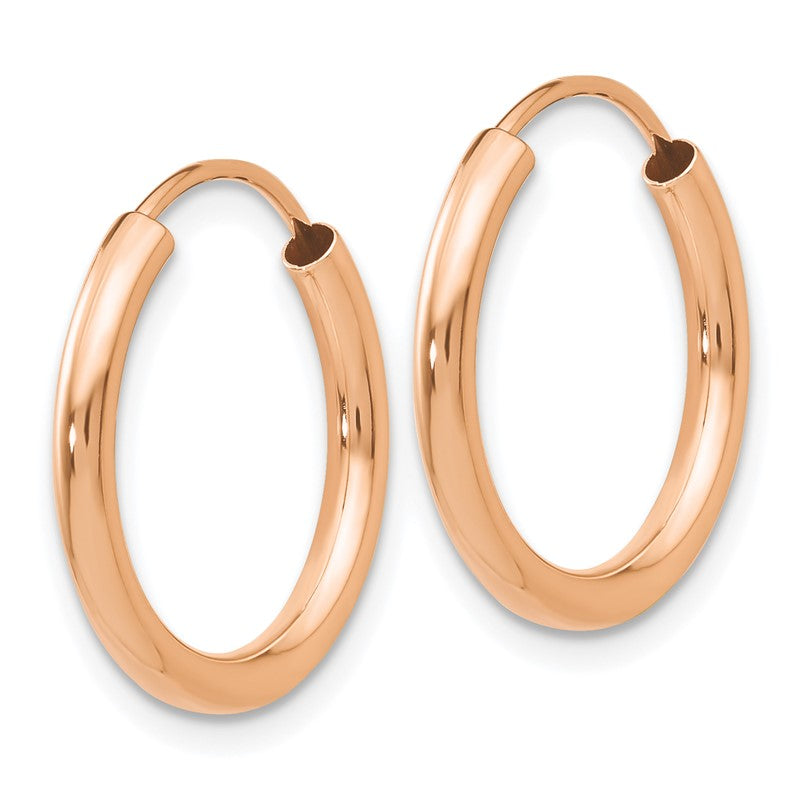 14k Rose Gold 2x17mm Polished Round Endless Hoop Earrings XY1247