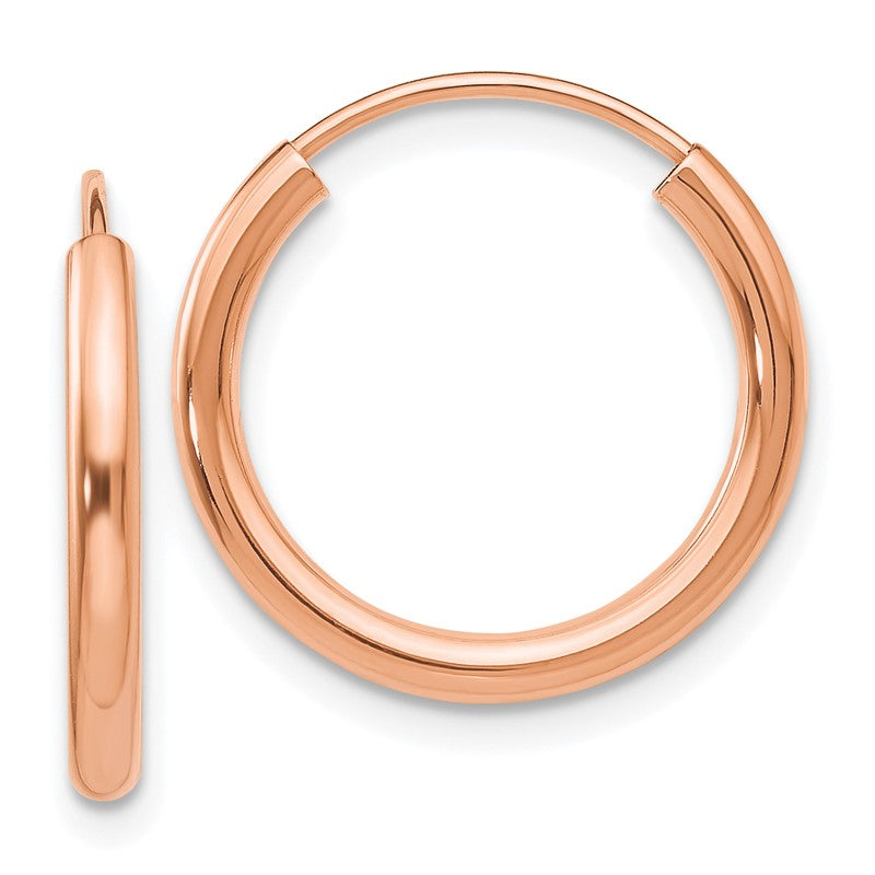 14k Rose Gold 2x17mm Polished Round Endless Hoop Earrings XY1247