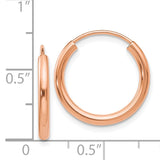 14k Rose Gold 2x17mm Polished Round Endless Hoop Earrings XY1247