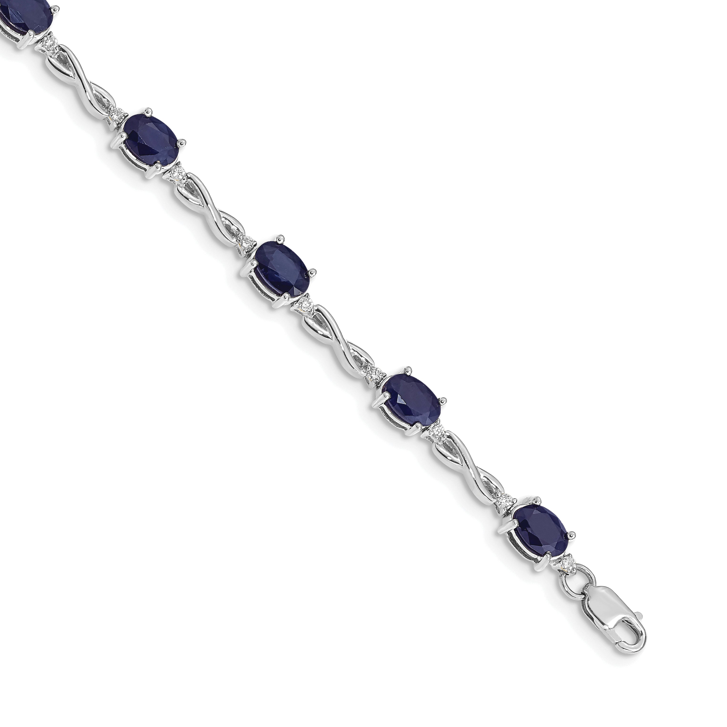14k White Gold Complete Diamond and Oval Emerald Infinity 7 inch Bracelet BM4488