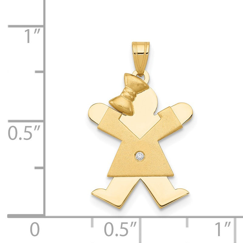 14k The Kids Small Girl with Bow on Left AA Diamond Joy Pendant XK454AA