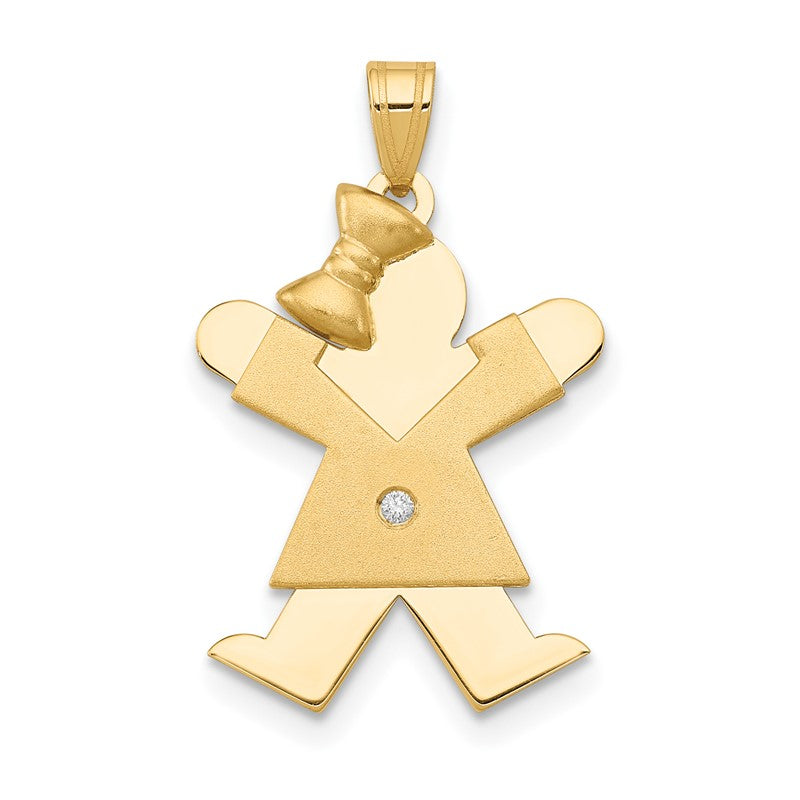 14k The Kids Small Girl with Bow on Left AA Diamond Joy Pendant XK454AA