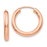 14k Rose Gold 3.00x20mm Polished Endless Tube Hoop Earrings XY1251