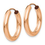 14k Rose Gold 3.00x20mm Polished Endless Tube Hoop Earrings XY1251