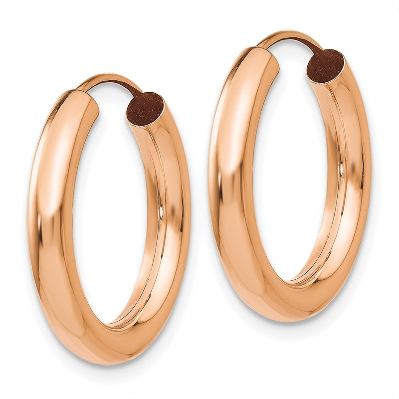 14k Rose Gold 3.00x20mm Polished Endless Tube Hoop Earrings XY1251