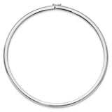 14k White Gold Polished 6mm Standard Weight 16 inch Domed Omega Necklace OW6